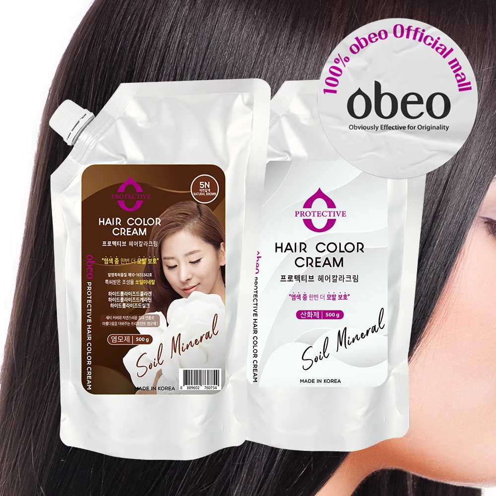 오베오 뉴헤어프로텍티브 프리미엄 염색약 5N자연갈색 (산화제500ml+염모제500ml세트)