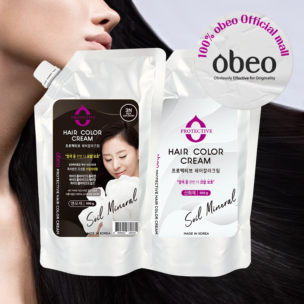 오베오 뉴헤어프로텍티브 프리미엄 염색약 3N흑갈색 (산화제500ml+염모제500ml세트)